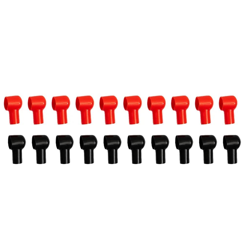 Durable Quality 20PCS Battery Insulation Cover Black Red Tool Parts Insulation Rubber Skin PVC Cable Protective Lug Cap 12x20mm