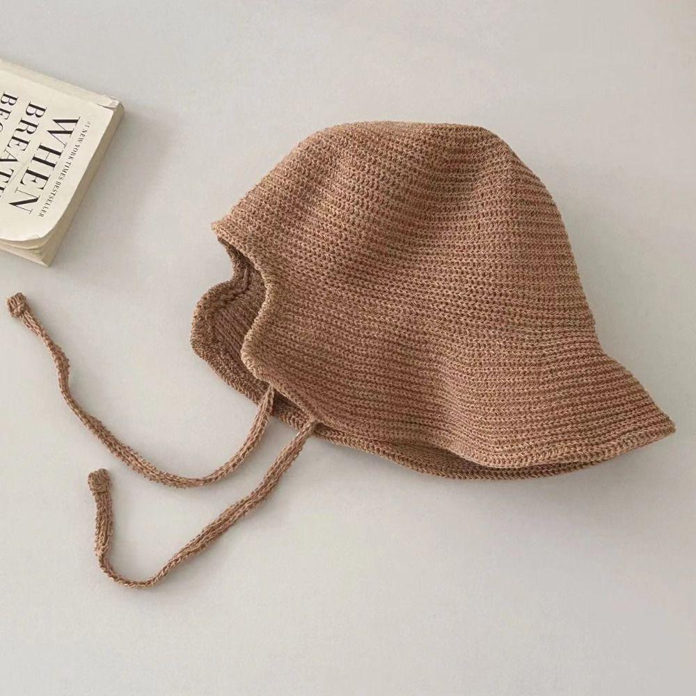 Japanese Style Wide Brim Straw Sun Hat Foldable Cute Strap Bucket Cap Breathable Sunscreen Cap For Women Female