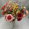 Artificial 3 Head Dahlia Chrysanthemum Bouquet For Wedding Floral Home Decor