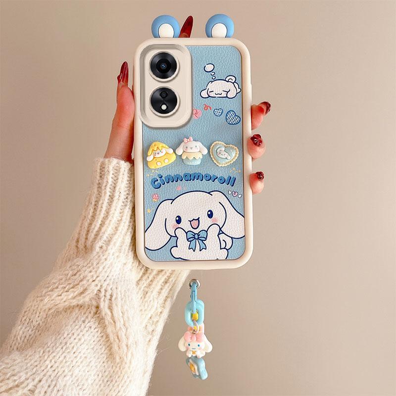 KEYSION Чехол с милым 3D-мультяшным рисунком для OPPO A58 A38 A18 с браслетом, мягкий силиконовый противоударный чехол для телефона OPPO A17 A17K