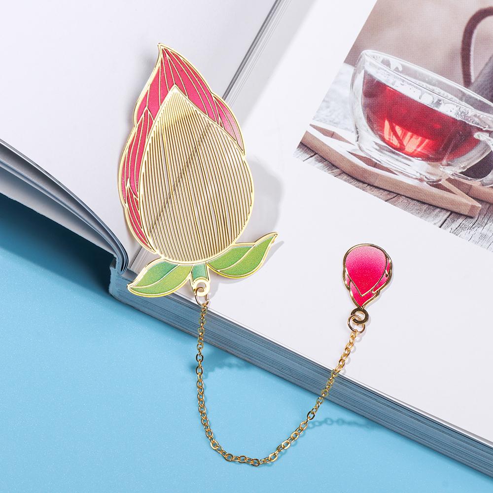School Office Supplies Tassel Metal Pendant Hollow Painted Pagination Mark Book Clip Brass Bookmark
