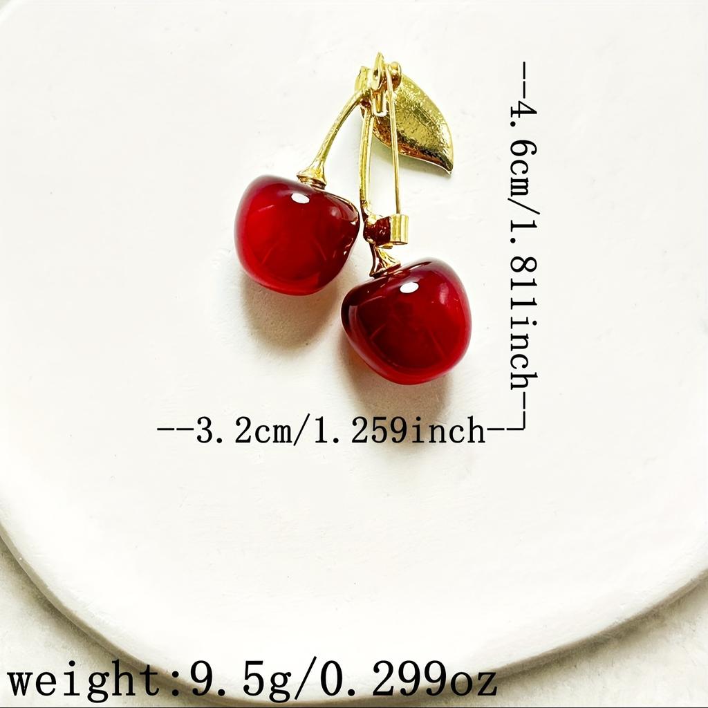 Брошь из серии «Вишня», Милая брошь, Подходит для повседневной носки и в качестве подарка, Аксессуар на тему вишни, Полный атмосферы, Аксессуар для одежды