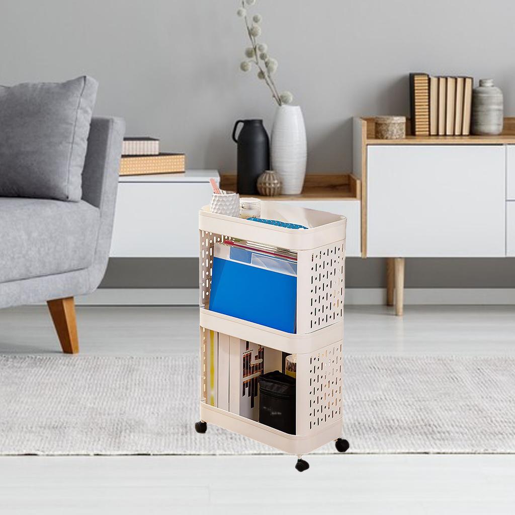Mobile Bookshelf with Wheels Flexible Enhance Space Utilization Durability Rolling Storage Cart for