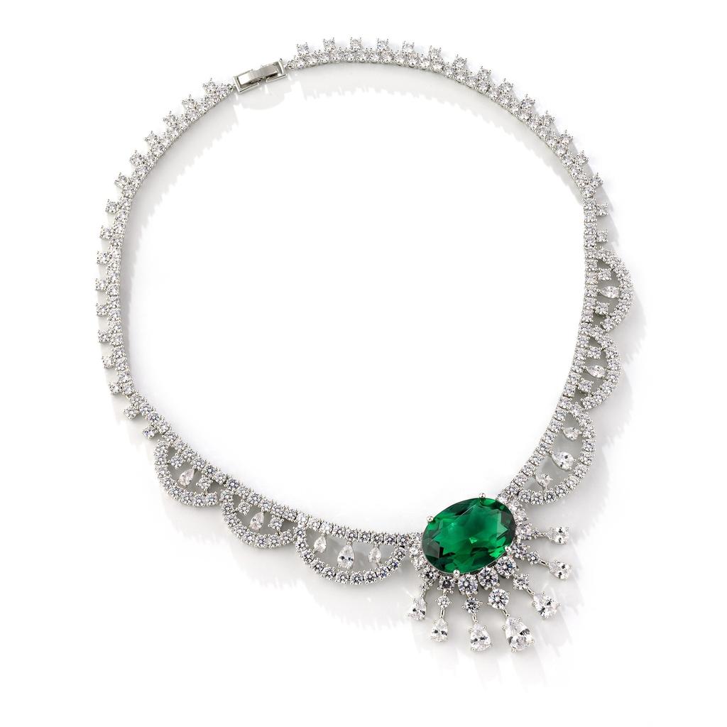 Necklace Earrings Celebrity Banquet Color Treasure Light Luxury Jewelry Women's Two-piece Set