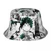 Hot Summer Headwear My Hero Academia Manga Collage Bucket Hats Style Unisex Women Hot Sun Hat Anime Bob Hat Fisherman Cap Outdoor