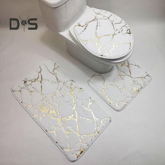 Нескользящий 3 шт./компл. ковер для унитаза, быстросохнущий полиэстер, мрамор, крышка для унитаза, коврик для ванной комнаты