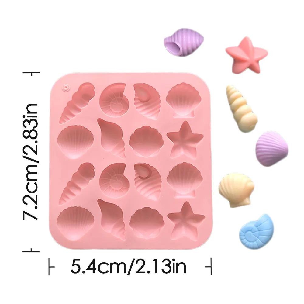 16 отверстий Морские ракушки Шоколад Силиконовые формы 3D Ракушки Желе Помадка Формы Звезды Смола Декор для вечеринок Свечи Подарки на День Рождения