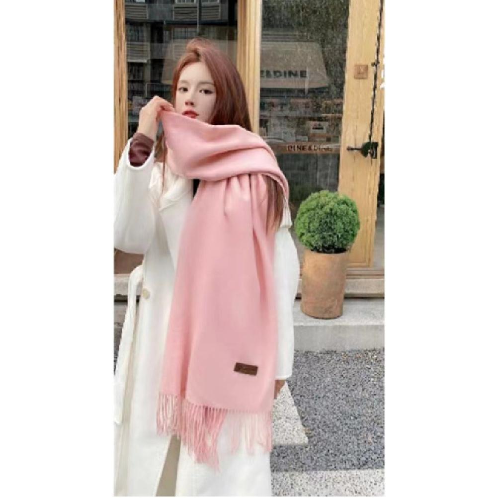 New Autumn And Winter Scarf For Women With A High-End Feel Solid Color Tassel Knitted Shawl Versatile And Warm Thick Scarf