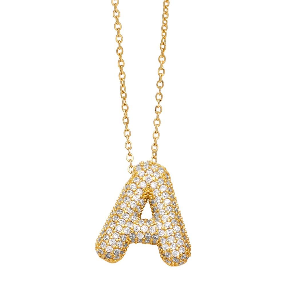Gold Color 26 Letters Necklace Alphabet Women Sweater Chain A-Z Letter Clavicle Chain Ladies