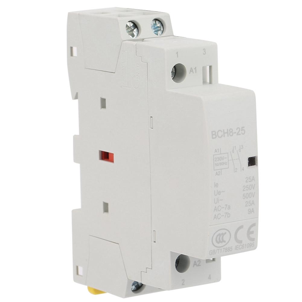 Compact 2P 25A Low Noise AC Contactor, High Quality Energy Saving Material, Household Contactor for 230 VAC Applications