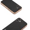 ABEEL For iPhone 16 Case Electroplating Edge Genuine Cow Leather Coated PC+TPU Phone Cover - Black