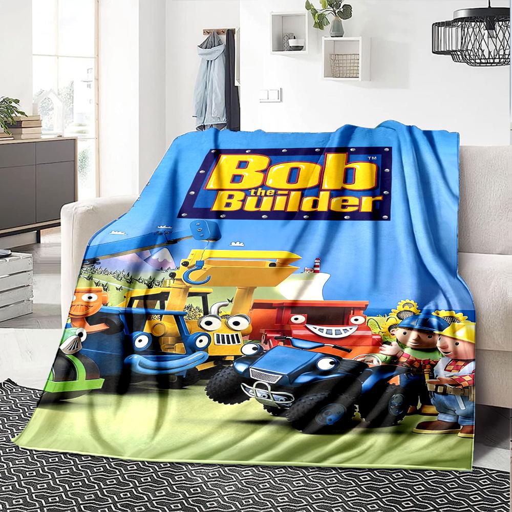 Bob the Builder Theme Printed Blanket - Perfect for Couch, Bed, Travel & Outdoor Use | Machine Washable, Cozy & Durable.