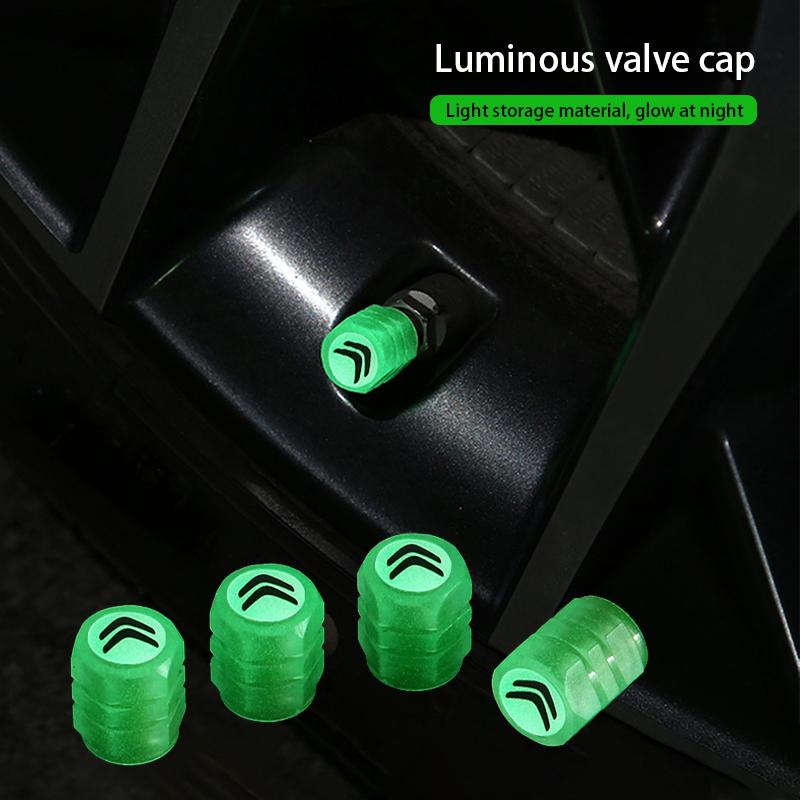4Pcs Luminous Car Tire Valve Caps For Citroen Berlingo Xsara Picasso Fluorescent Night Glowing Decor Wheel Tyre Valve Stem Caps