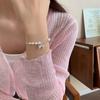 Bow Beads Bracelet for Women Elegant Pearl Bracelets Silver Chain Accessories Jewelry