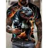 Plus Size Men's 3D Pug Graphic Print T-shirt For Summer, Stylish Casual Short Sleeve Tees For Males