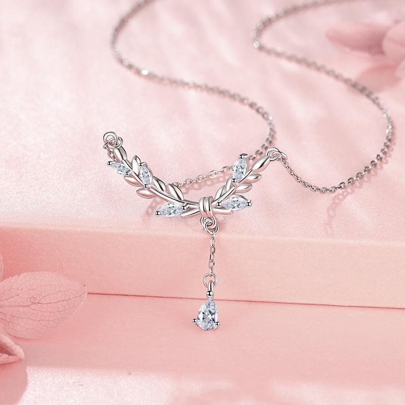 Ожерелье из пшеницы Woeman Pure Silver 999 Fashion Ins Style All-Match Clavicle Chain Cushion Accessories Neck Accessories