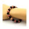 Pierres et Minéraux. Bracelet Perles Rhodonite + Onyx noir mat 8 mm. Fabriqué en France.