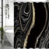 Luxury Abstract Background Liquid Black and Gold Marble Texture Shower Curtain, Bathroom Decorative Shower Curtain, Waterproof S