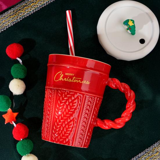 Рождественская елка керамическая кружка 400 мл керамическая соломенная кофейная кружка парная кофейная кружка праздничное украшение стола подарочная кружка для любителей кофе