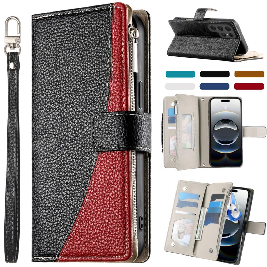 Кожаный чехол-книжка для Samsung Galaxy S26 S25 S24 Ultra S23 FE S22 S21 S20 Plus A17 A07 A16 A56 A36 A26 Кошелек с отделениями для карт