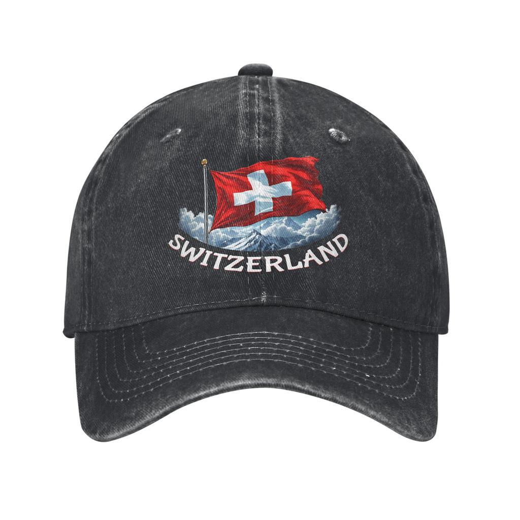 Swiss Switzerland Flag Trucker Hat Merch For Unisex Baseball Caps  Retro Headwear Cap Adjustable