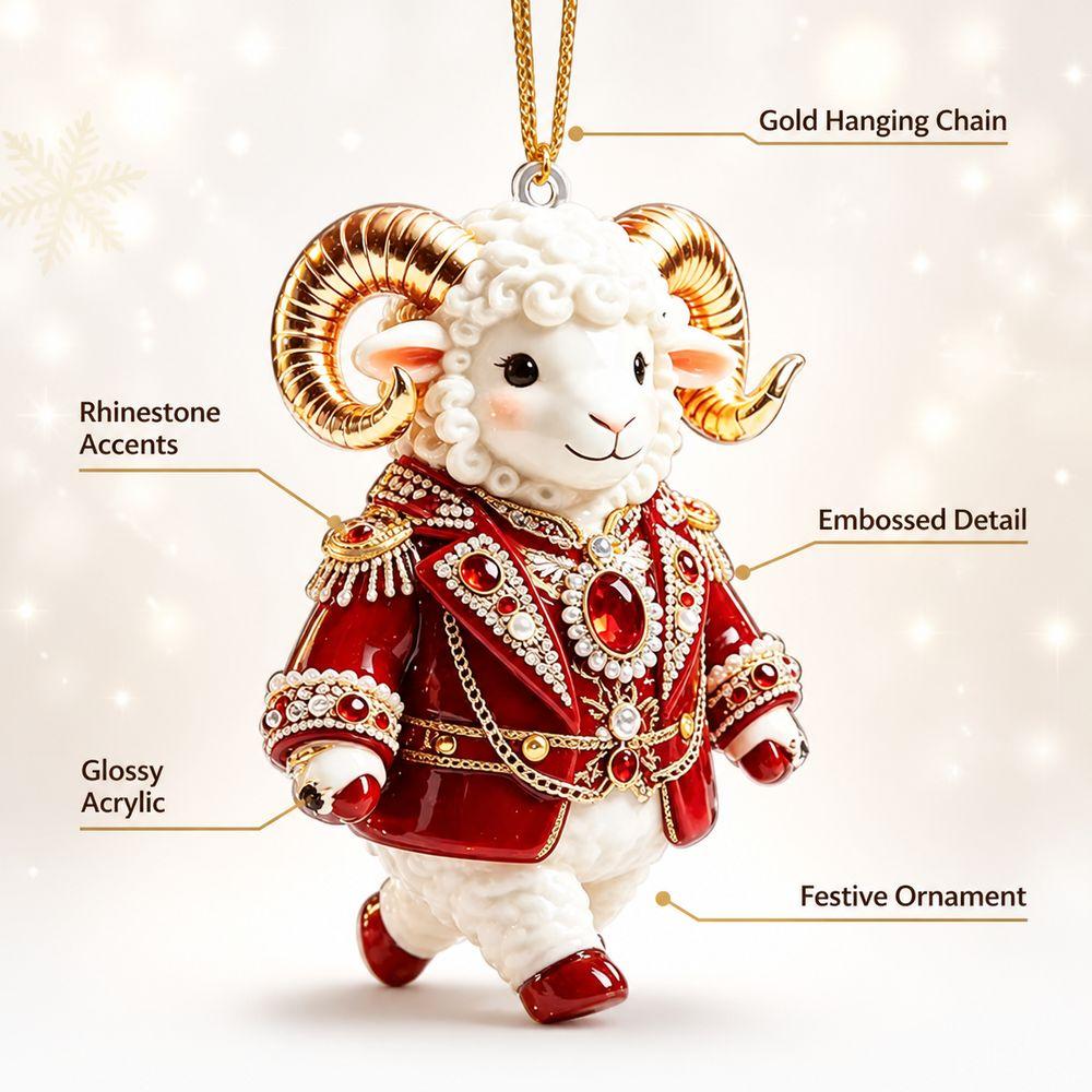 2D Flat Goat Hanging Ornament Artificial Rhinestone Animal Hanging Decoration Festive Occasions