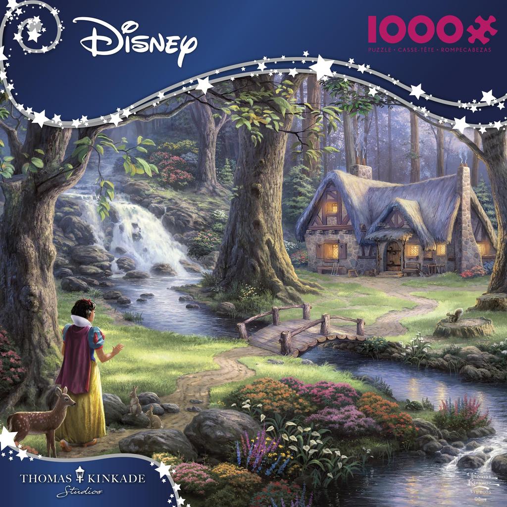 Ceaco - Disney - Thomas Kinkade - Snow White Discovers the Cottage - 1000 Piece Jigsaw Puzzle for Adults - Challenging Puzzle Perfect for Game Night