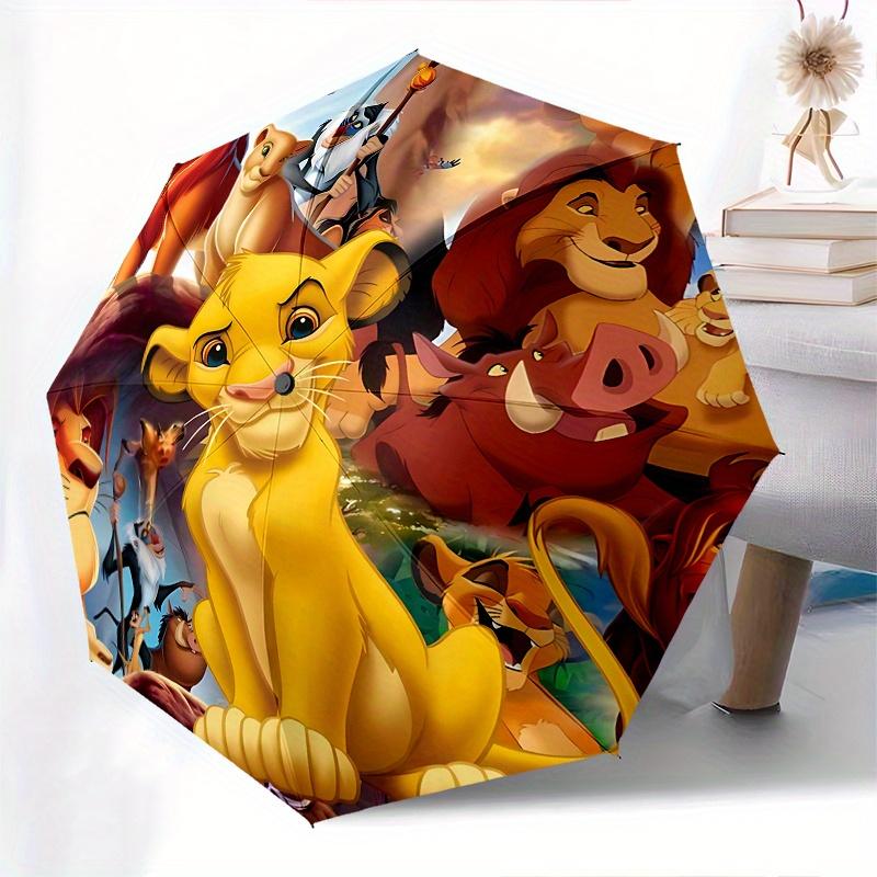 1 Auto Open Lion King Characters Themed Colorful 8-rib Portable Umbrella for Men and Women, A Compact Commuting Companion Suitable for Daily