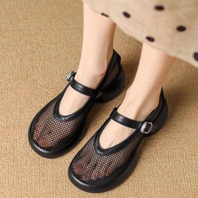 Модные осенние новые туфли на грубом каблуке, женские модные туфли с круглым носком и мелким горлом из сетчатой ткани, дышащие низкие туфли