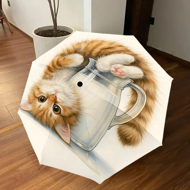 1PC cat milk Umbrella-8-Rib Reinforced, Automatic Open, Lightweight & Durable, Cute Fashion Accessory for Outdoor-P22