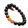 Five Gods of Wealth Classic Black Agate Bracelet - Unisex Buddhist Bead Single-Loop for Benmingnian