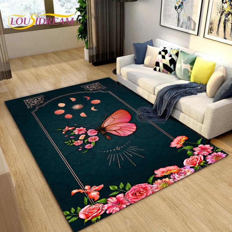 3D красочный коврик с бабочкой и цветком, ковер для гостиной, спальни, дивана для йоги, кухонный коврик для ванной комнаты, нескользящий напольный коврик