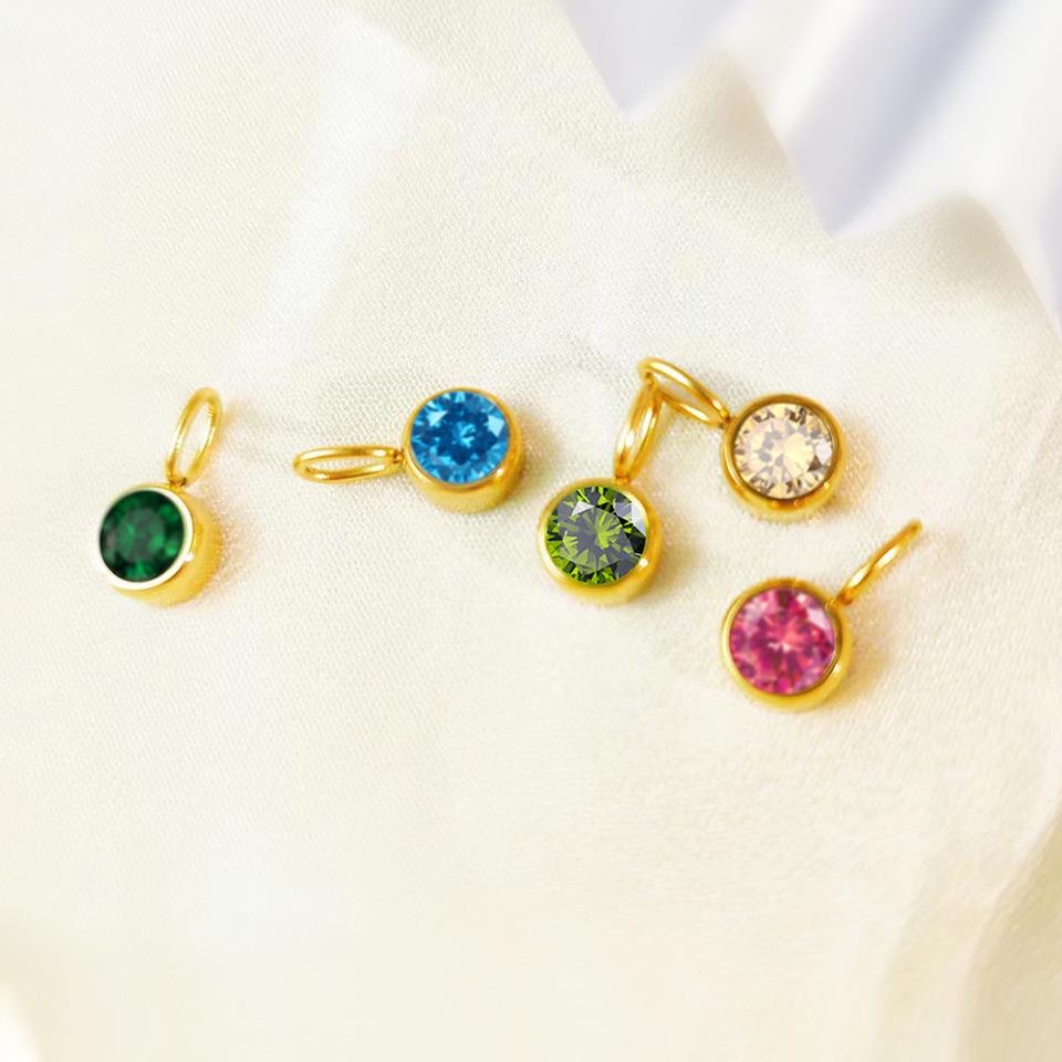 Кулон - Камень Рождения - Нержавеющая Сталь со Стразами Знака Зодиака Декабрь