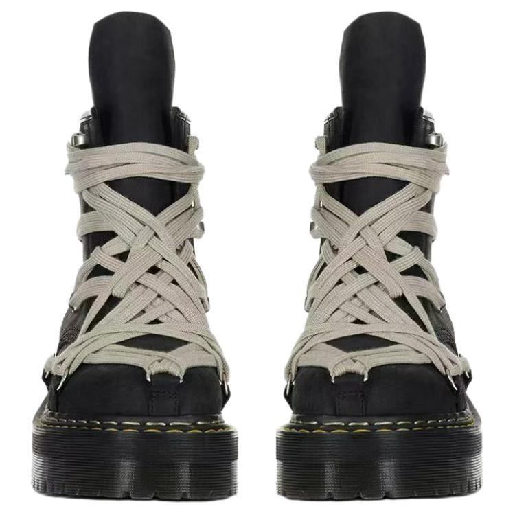 RICK OWENS /РУ x ДР. Коллаборация MARTENS 1460 MEGALACE Кожа коровы/Кожа коровы Ботильоны Женские Черный DW02E68128001-09