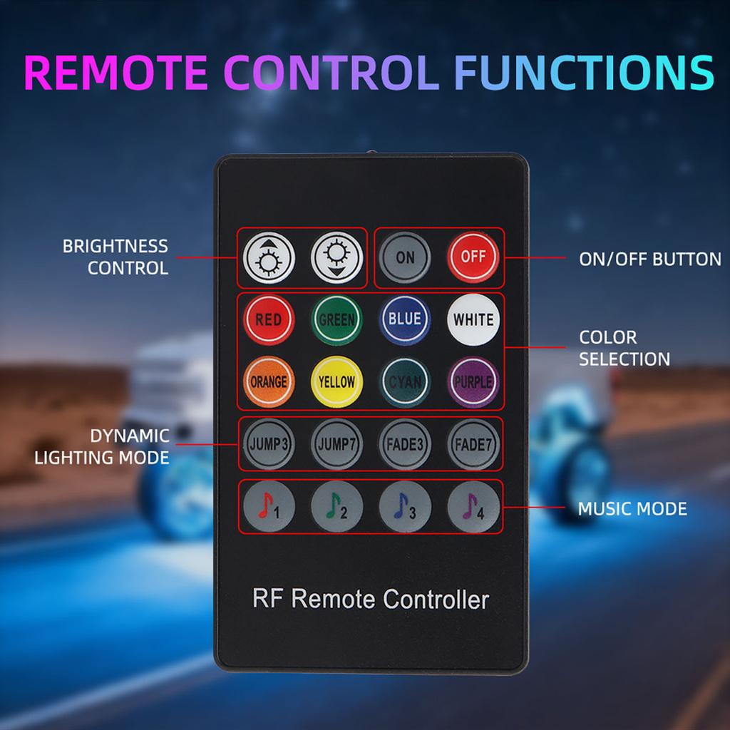 Светодиодная подсветка шасси, окружающий свет салона автомобиля, неоновая подсветка, управление через приложение, музыкальное сопровождение, для пикапа, внедорожника, джипа, внедорожника