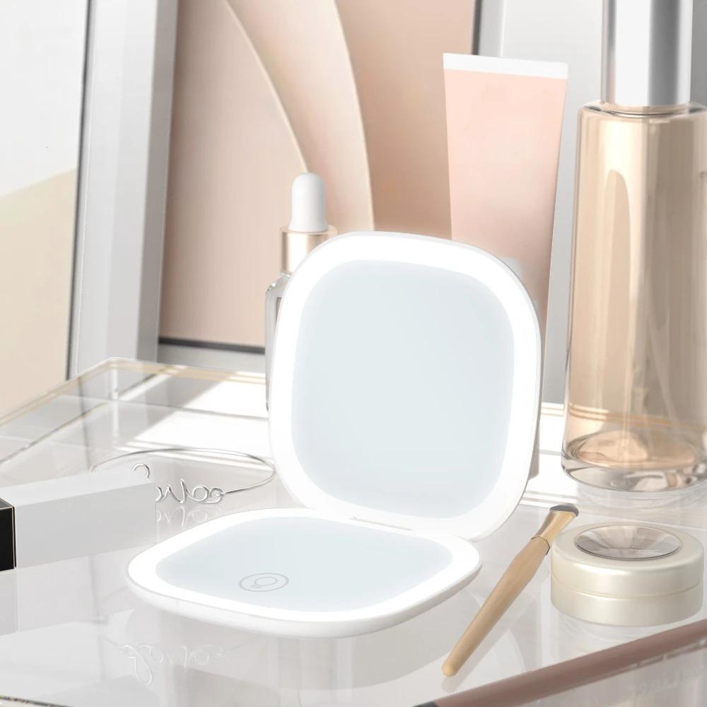 Двусторонний светильник, увеличение в 1/5 раза, светодиодное косметическое зеркало, квадратный складной светильник и портативный светильник, светодиодное косметическое зеркало