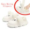 Bounce Rabbit Ear Moving Children Cotton Slippers Winter PU Girl Parent-child Warm Baby Slippers Bedroom Boy Home Plush Shoes