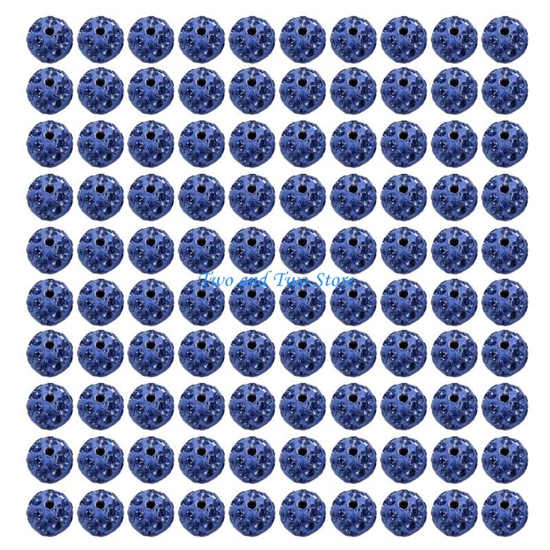 HX6F 100pcs 10mm Disco Ball Clay Beads Round Diamond Clay Bead Jewelry Craft Supplies