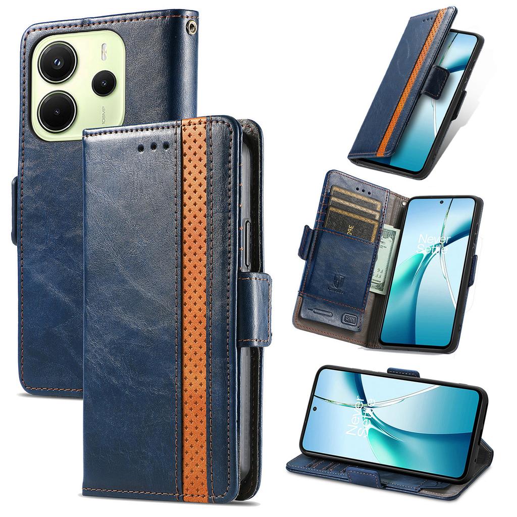 For Xiaomi Redmi Note 14 4G (163.25mm) Phone Cases CASENEO PU Leather Cover Stand with RFID Blocking Wallet