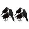 1/6Pcs Simulation Crow With Feather Wings Black Artificial Feather Seasonal Displays Halloween Scary Decoration Black Fake Bird