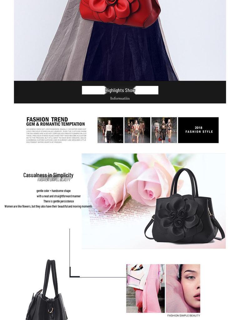 2025 Women's Rose Handbag: Elegant Large Capacity Crossbody & Shoulder Bag