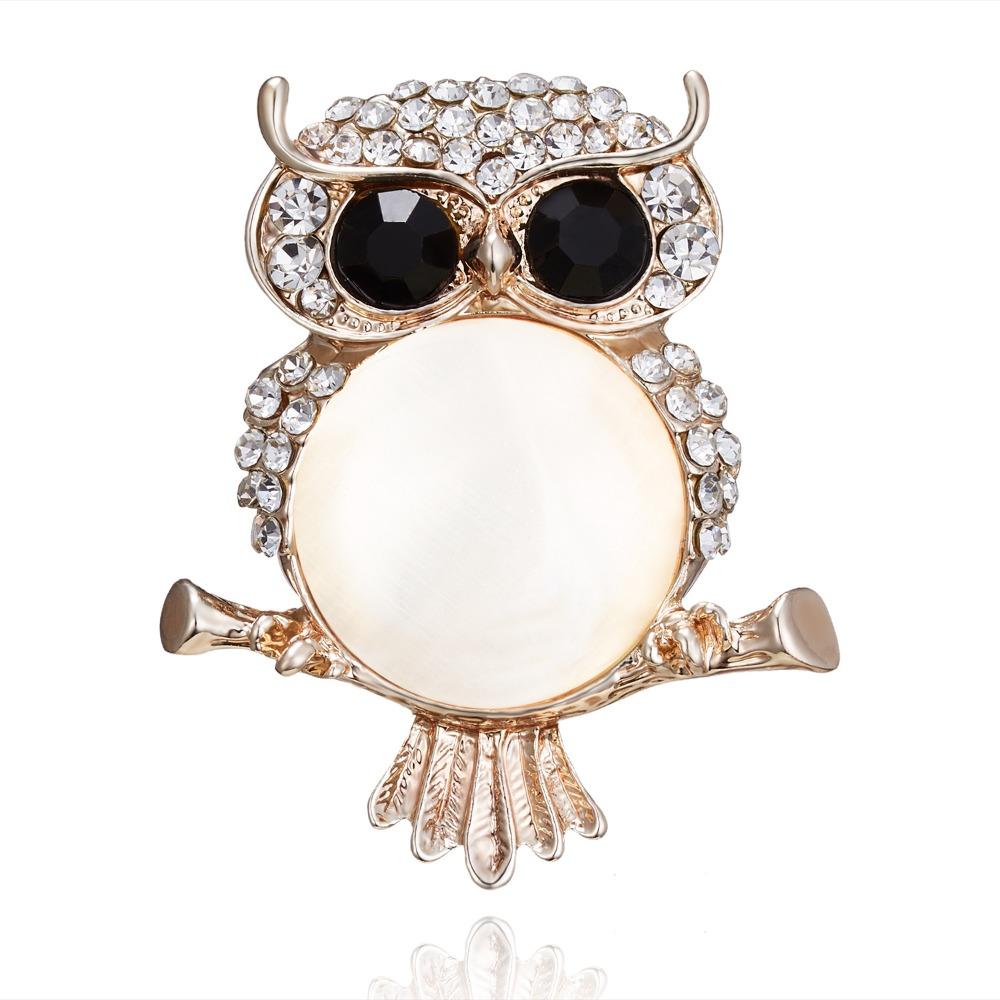 Sparkling Rhinestone Owl Brooches Luxury Lapel Pins Elegant Animal Brooches Office