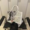 Commuter Large-Capacity Letter Shoulder Bag Casual Foreign Versatile Silk Scarf Bow Portable Tote Bag
