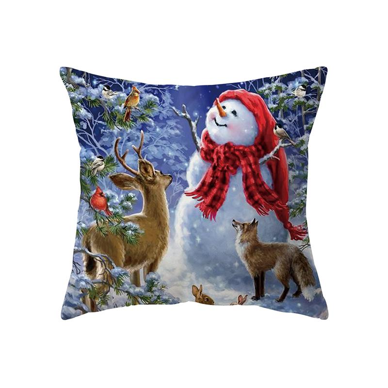 Merry Christmas Santa Claus Print Pattern Cushion Cover Home Living Room Sofa Decoration Polyester Pillow Pillow Cover