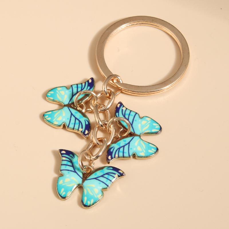 Cute Colorful Butterfly Enamel Flying Animals Key Chains For Women Girls Accessorie Handmade Jewelry Bag Charm