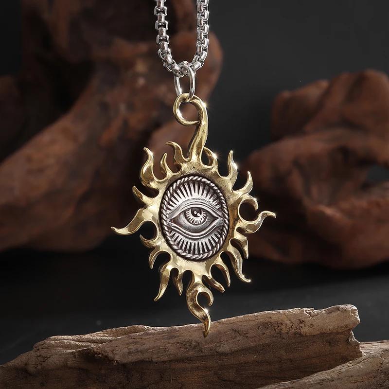 Rotating Eye of Horus Necklace for Men Retro Egyptian Amulet Pendant