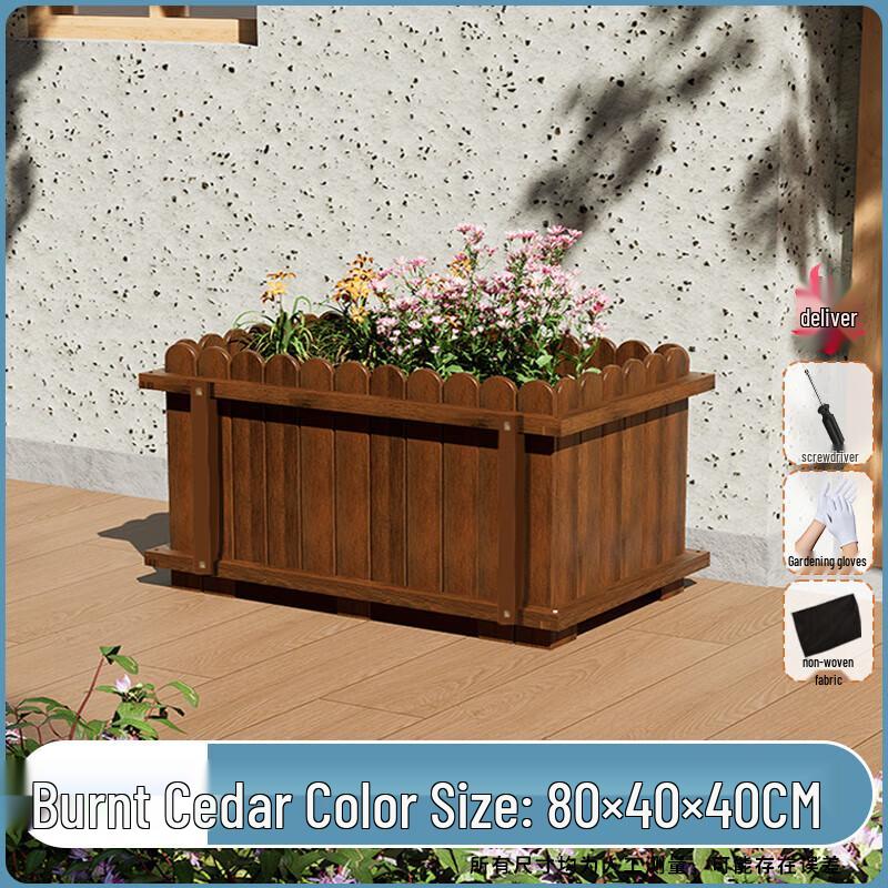 Hualong Shield Carbonized Solid Wood Planter Box