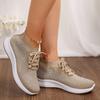 Ladies Shoes 2024 High Quality Lace-up Women's Vulcanize Shoes Fashion Crystal Ladies Casual Shoes New Round Head Mesh Sneakers