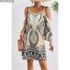 MODIQUE 2025 Summer New Women's Retro Resort Print Vintage Half-Sleeve Short Dress With Adjustable Slip Ladies Casual H-Line Dress