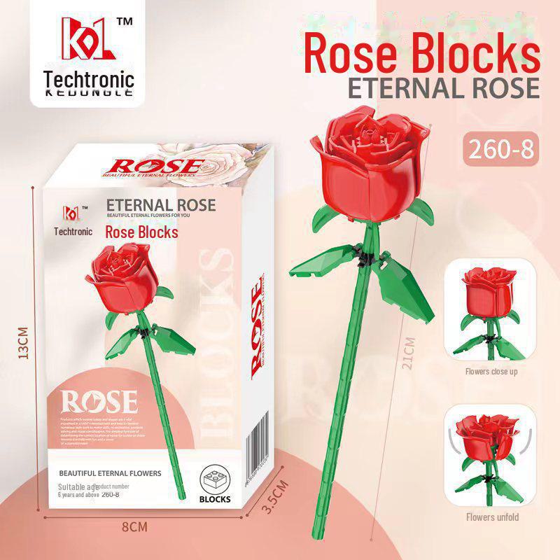 Valentine's Day Eternal Rose Bouquet: Compatible with Lego China Building Blocks, Flower Plant Potted Children's Toy